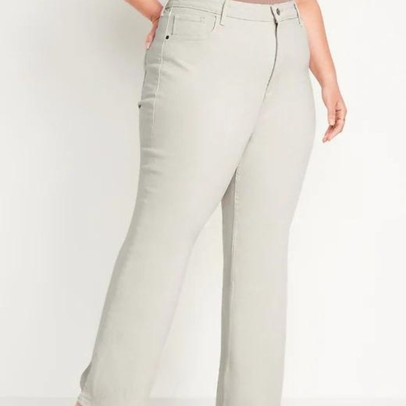 Old Navy Higher High-Rise Off-White Side-Split Flare Jeans for Women New - Picture 10 of 12